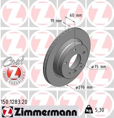 Bremžu diski ZIMMERMANN 150.1283.20 1