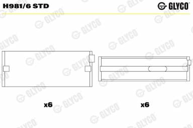 Kloķvārpstas gultnis GLYCO H981/6 STD 1