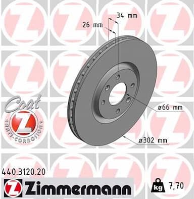 Bremžu diski ZIMMERMANN 440.3120.20 1