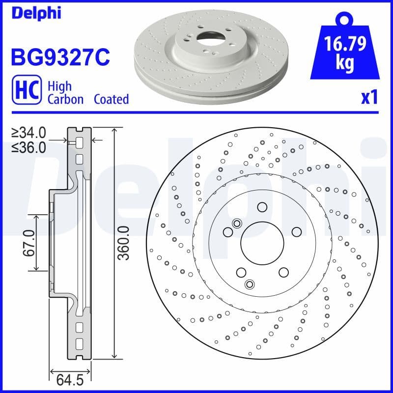 Bremžu diski DELPHI BG9327C 1