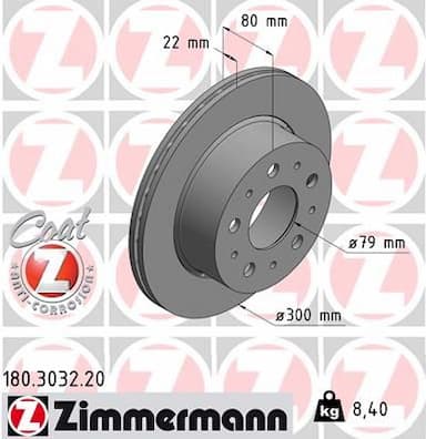 Bremžu diski ZIMMERMANN 180.3032.20 1