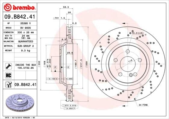 Bremžu diski BREMBO 09.B842.41 1