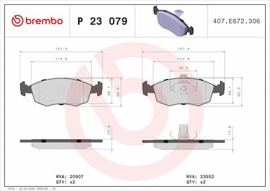 Bremžu uzliku kompl., Disku bremzes BREMBO P 23 079 1