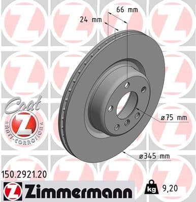 Bremžu diski ZIMMERMANN 150.2921.20 1