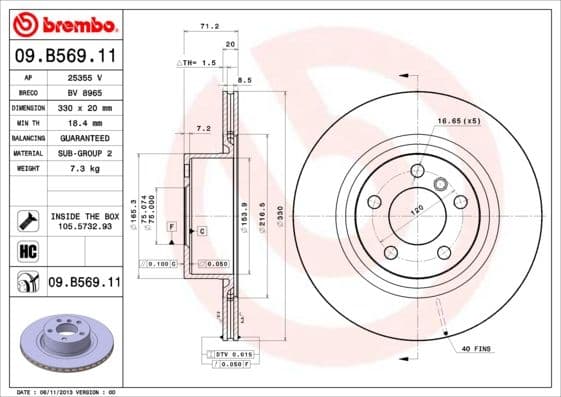 Bremžu diski BREMBO 09.B569.11 1