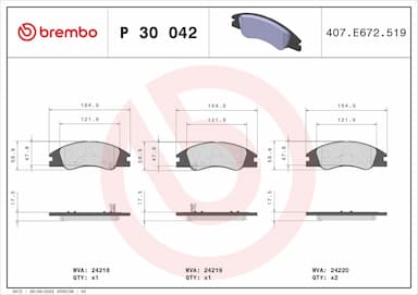 Bremžu uzliku kompl., Disku bremzes BREMBO P 30 042 1