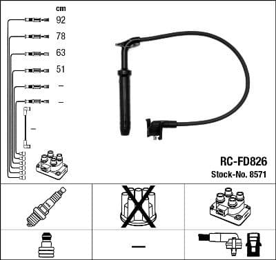 Augstsprieguma vadu komplekts NGK 8571 1