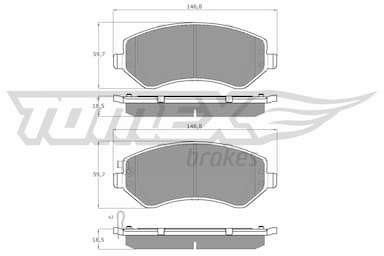 Bremžu uzliku kompl., Disku bremzes TOMEX Brakes TX 14-93 1