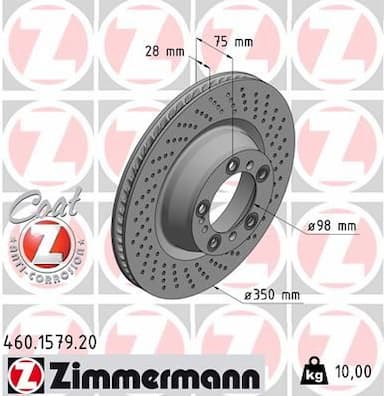 Bremžu diski ZIMMERMANN 460.1579.20 1