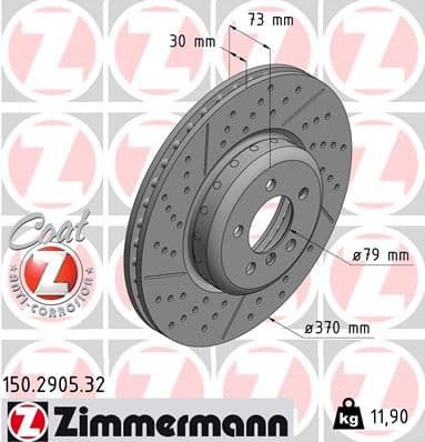 Bremžu diski ZIMMERMANN 150.2905.32 1