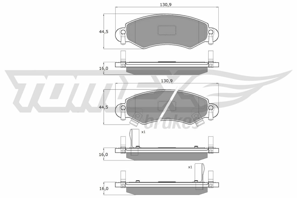 Bremžu uzliku kompl., Disku bremzes TOMEX Brakes TX 12-96 1