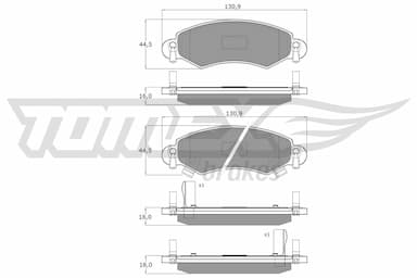 Bremžu uzliku kompl., Disku bremzes TOMEX Brakes TX 12-96 1