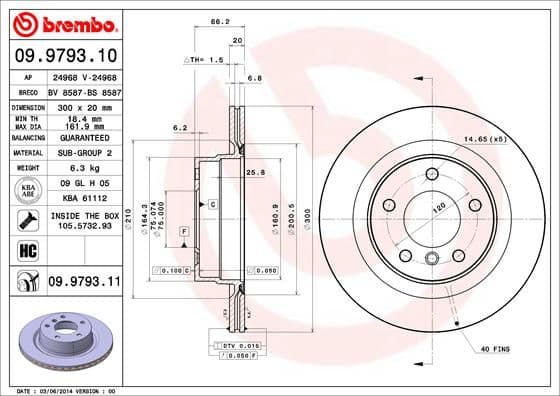 Bremžu diski BREMBO 09.9793.11 1