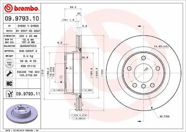 Bremžu diski BREMBO 09.9793.11 1