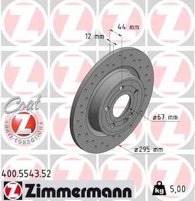 Bremžu diski ZIMMERMANN 400.5543.52 1