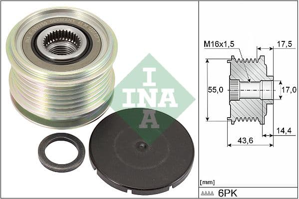 Ģeneratora brīvgaitas mehānisms INA 535 0105 10 1