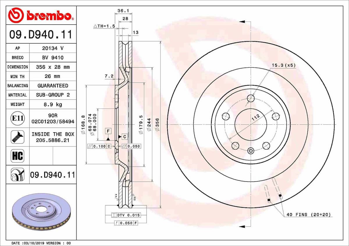 Bremžu diski BREMBO 09.D940.11 1