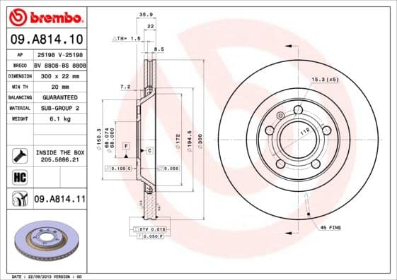 Bremžu diski BREMBO 09.A814.11 1