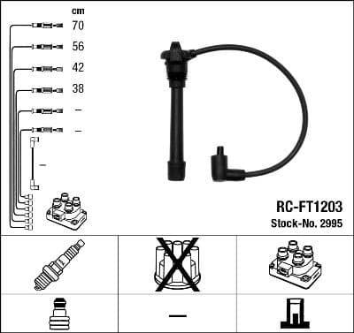 Augstsprieguma vadu komplekts NGK 2995 1