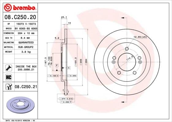 Bremžu diski BREMBO 08.C250.21 1