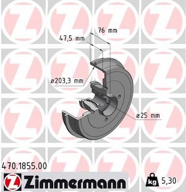 Bremžu trumulis ZIMMERMANN 470.1855.00 1