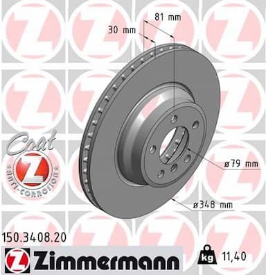 Bremžu diski ZIMMERMANN 150.3408.20 1