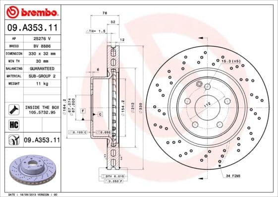 Bremžu diski BREMBO 09.A353.11 1