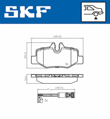 Bremžu uzliku kompl., Disku bremzes SKF VKBP 90060 E 2