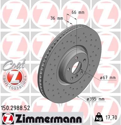 Bremžu diski ZIMMERMANN 150.2988.52 1