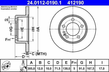 Bremžu diski ATE 24.0112-0190.1 1