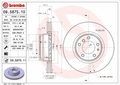 Bremžu diski BREMBO 09.5875.11 1