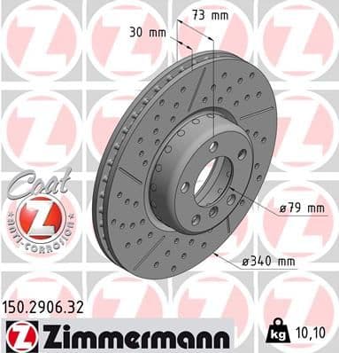 Bremžu diski ZIMMERMANN 150.2906.32 1