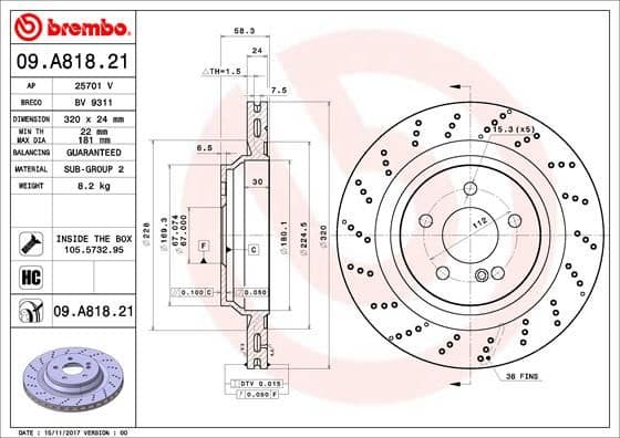 Bremžu diski BREMBO 09.A818.21 1