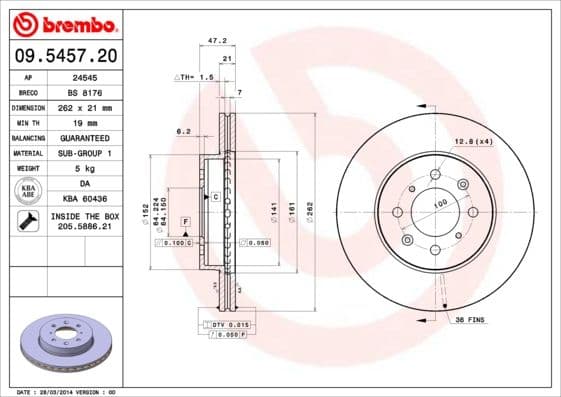 Bremžu diski BREMBO 09.5457.20 1