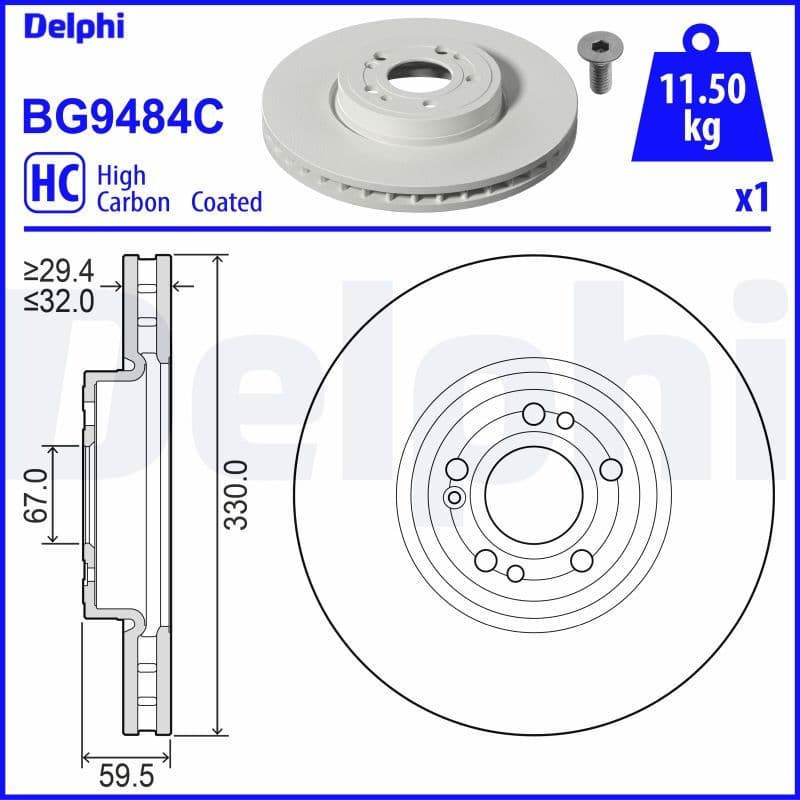 Bremžu diski DELPHI BG9484C 1