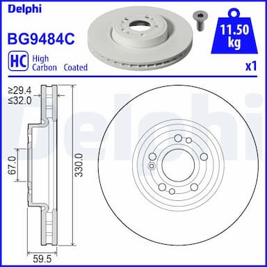 Bremžu diski DELPHI BG9484C 1