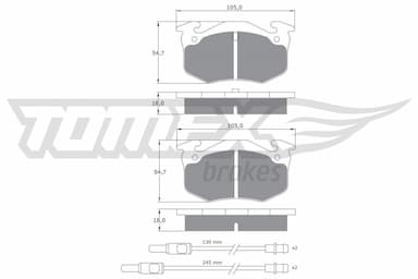 Bremžu uzliku kompl., Disku bremzes TOMEX Brakes TX 10-511 1