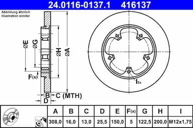 Bremžu diski ATE 24.0116-0137.1 1