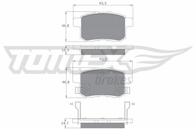 Bremžu uzliku kompl., Disku bremzes TOMEX Brakes TX 17-54 1