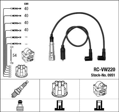 Augstsprieguma vadu komplekts NGK 0951 1