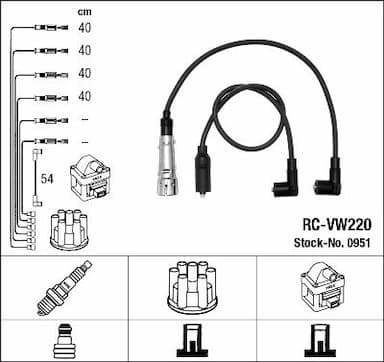 Augstsprieguma vadu komplekts NGK 0951 1