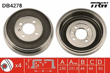 Bremžu trumulis TRW DB4278 1