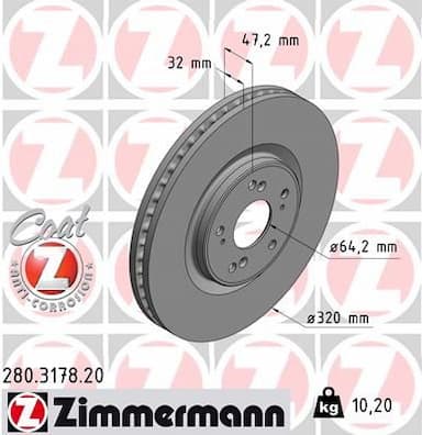 Bremžu diski ZIMMERMANN 280.3178.20 1