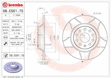 Bremžu diski BREMBO 08.C501.75 1