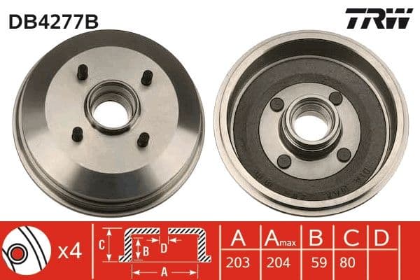 Bremžu trumulis TRW DB4277B 1