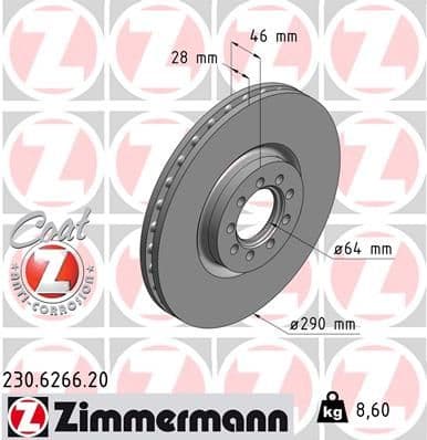 Bremžu diski ZIMMERMANN 230.6266.20 1