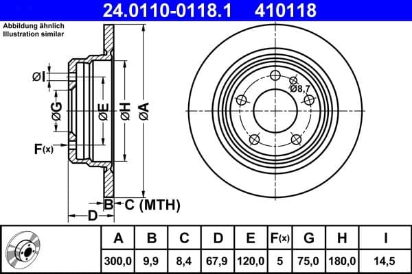 Bremžu diski ATE 24.0110-0118.1 1