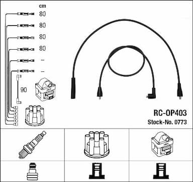 Augstsprieguma vadu komplekts NGK 0773 1