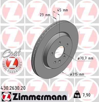 Bremžu diski ZIMMERMANN 430.2630.20 1