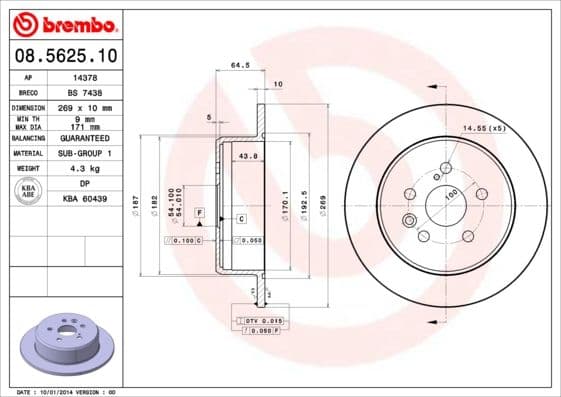 Bremžu diski BREMBO 08.5625.10 1